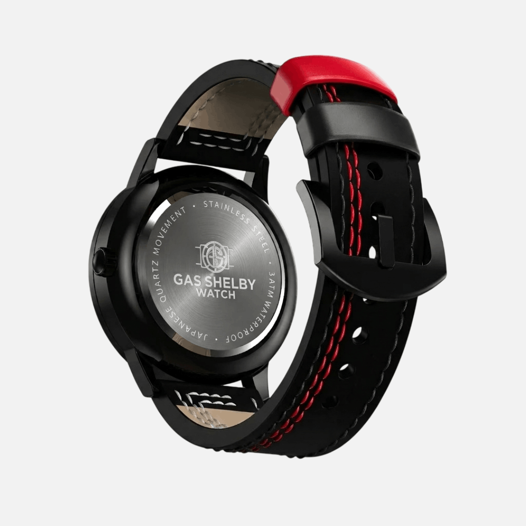 Correa de Cuero Negro/Rojo (Ajustable) - GasShelby™