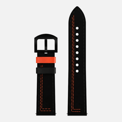 Correa de cuero negro y naranja ajustable para reloj GasShelby