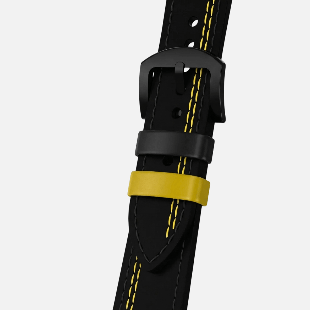 Correa de Cuero Negro/Amarillo (Ajustable) - GasShelby™