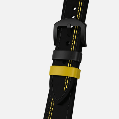 Correa de Cuero Negro/Amarillo (Ajustable) - GasShelby™